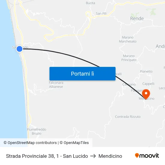 Strada Provinciale 38, 1 - San Lucido to Mendicino map
