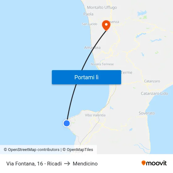 Via Fontana, 16 - Ricadi to Mendicino map