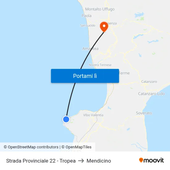 Strada Provinciale 22 - Tropea to Mendicino map
