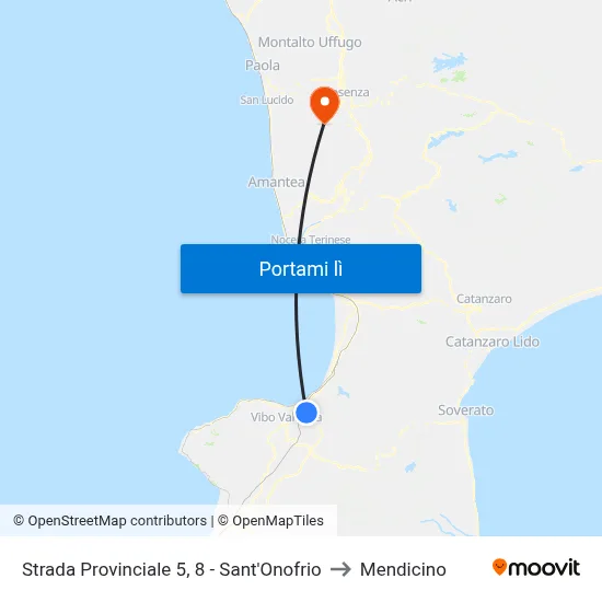 Strada Provinciale 5, 8 - Sant'Onofrio to Mendicino map