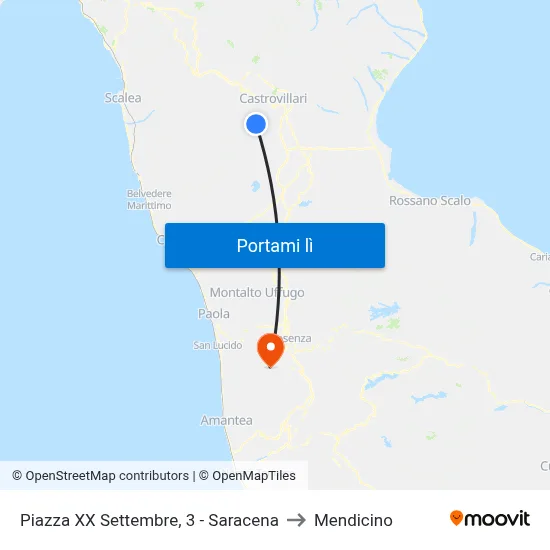 Piazza XX Settembre, 3 - Saracena to Mendicino map