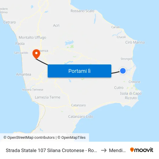 Strada Statale 107 Silana Crotonese - Rocca Di Neto to Mendicino map
