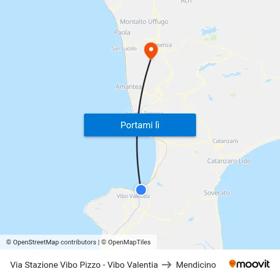 Via Stazione Vibo Pizzo - Vibo Valentia to Mendicino map