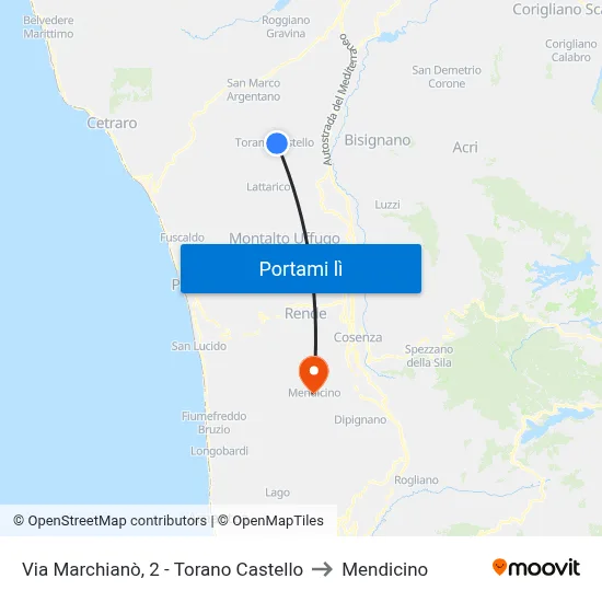Via Marchianò, 2 - Torano Castello to Mendicino map