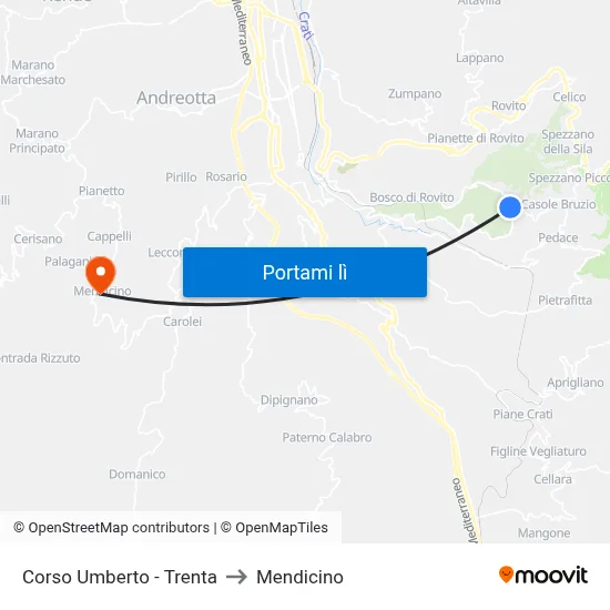 Corso Umberto - Trenta to Mendicino map