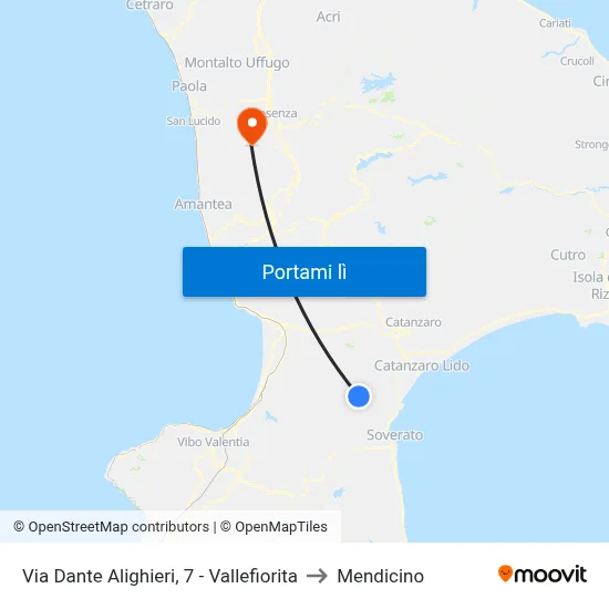 Via Dante Alighieri, 7 - Vallefiorita to Mendicino map
