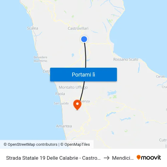 Strada Statale 19 Delle Calabrie - Castrovillari to Mendicino map