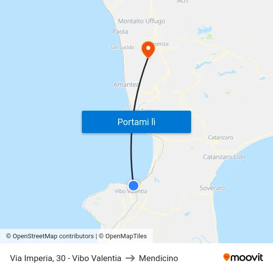 Via Imperia, 30 - Vibo Valentia to Mendicino map