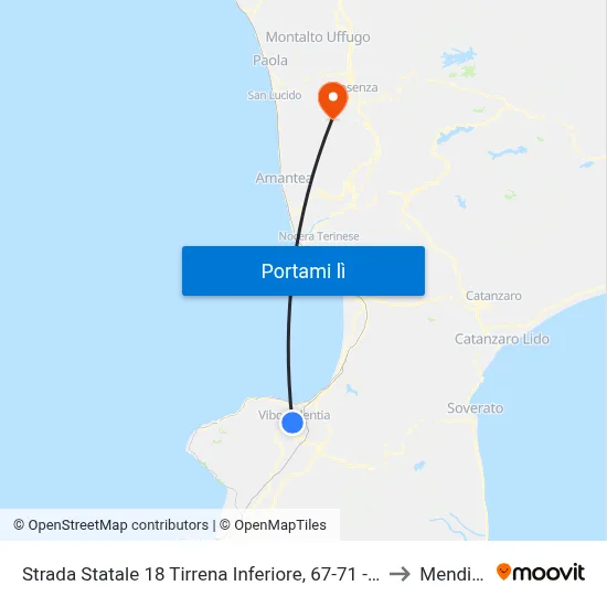 Strada Statale 18 Tirrena Inferiore, 67-71 - Vibo Valentia to Mendicino map