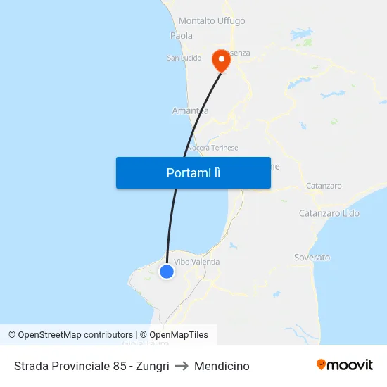 Strada Provinciale 85 - Zungri to Mendicino map