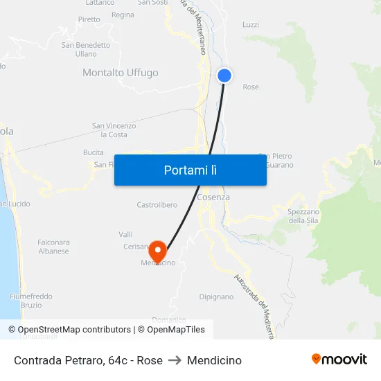Contrada Petraro, 64c - Rose to Mendicino map
