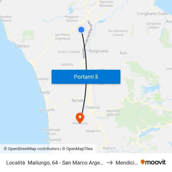 Località  Mailungo, 64 - San Marco Argentano to Mendicino map