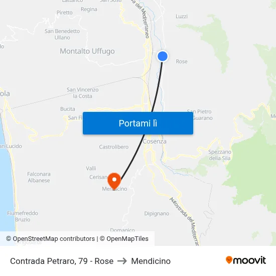 Contrada Petraro, 79 - Rose to Mendicino map