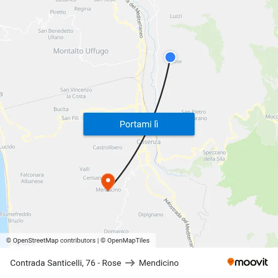Contrada Santicelli, 76 - Rose to Mendicino map