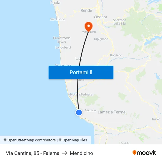 Via  Cantina, 85 - Falerna to Mendicino map