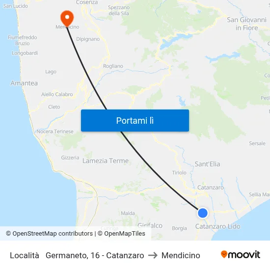 Località   Germaneto, 16 - Catanzaro to Mendicino map