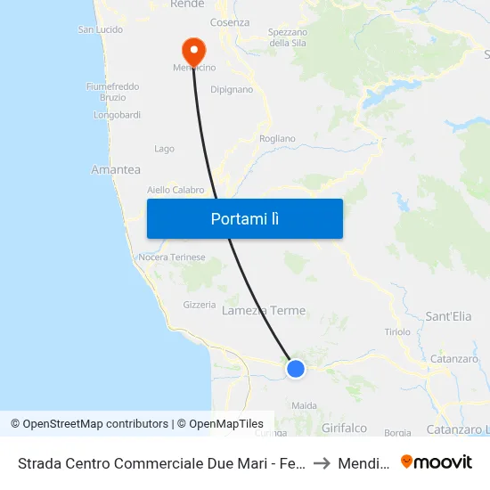 Strada Centro Commerciale Due Mari  - Feroleto Antico to Mendicino map