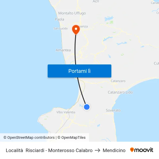 Località  Risciardi - Monterosso Calabro to Mendicino map