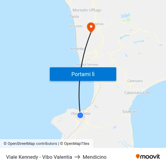 Viale  Kennedy - Vibo Valentia to Mendicino map
