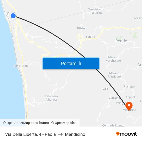 Via Della Liberta, 4 - Paola to Mendicino map