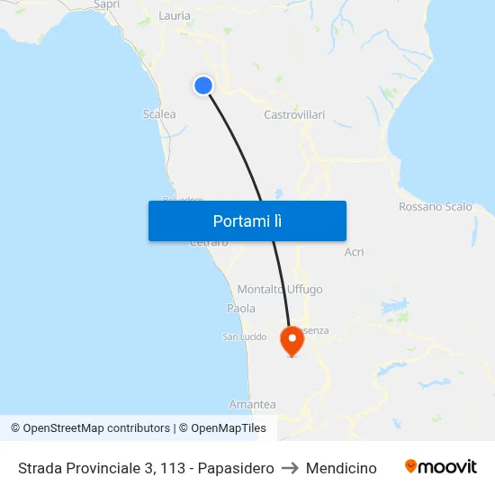 Strada Provinciale 3, 113 - Papasidero to Mendicino map