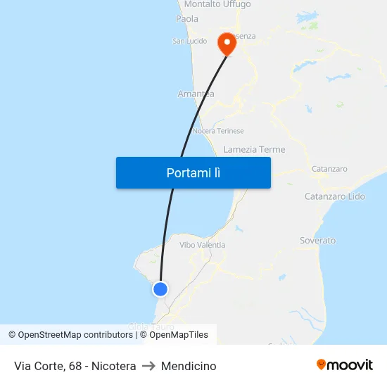 Via Corte, 68 - Nicotera to Mendicino map