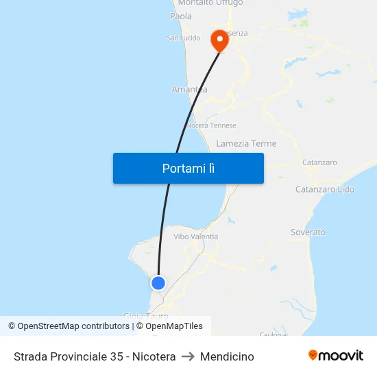 Strada Provinciale 35 - Nicotera to Mendicino map