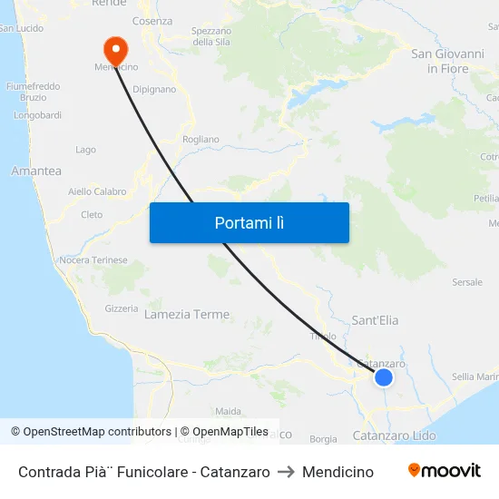 Contrada Pià¨ Funicolare - Catanzaro to Mendicino map