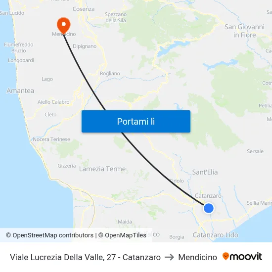 Viale Lucrezia Della Valle, 27 - Catanzaro to Mendicino map