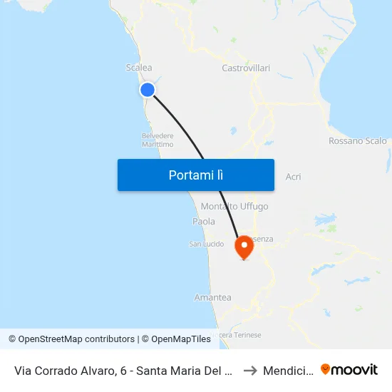 Via Corrado Alvaro, 6 - Santa Maria Del Cedro to Mendicino map