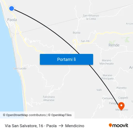 Via San Salvatore, 16 - Paola to Mendicino map
