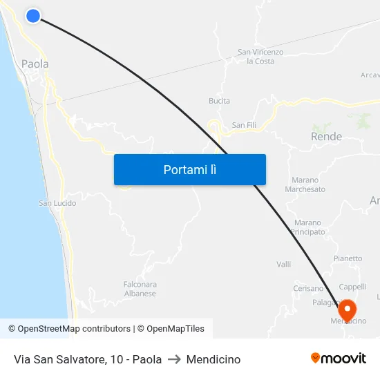 Via San Salvatore, 10 - Paola to Mendicino map