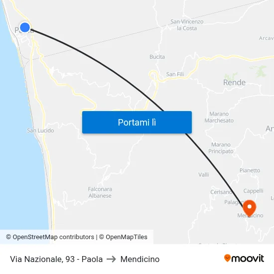 Via Nazionale, 93 - Paola to Mendicino map