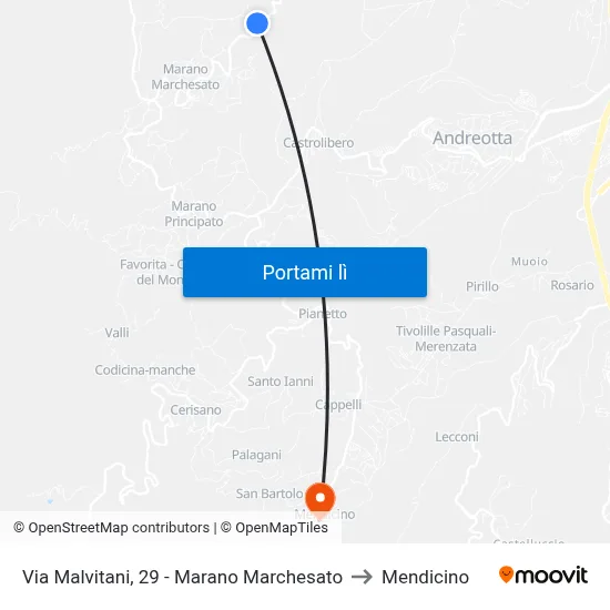 Via Malvitani, 29 - Marano Marchesato to Mendicino map
