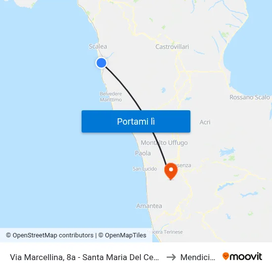Via Marcellina, 8a - Santa Maria Del Cedro to Mendicino map