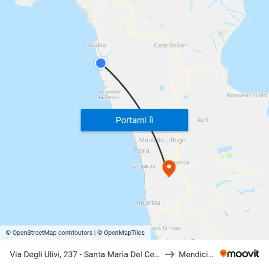 Via Degli Ulivi, 237 - Santa Maria Del Cedro to Mendicino map