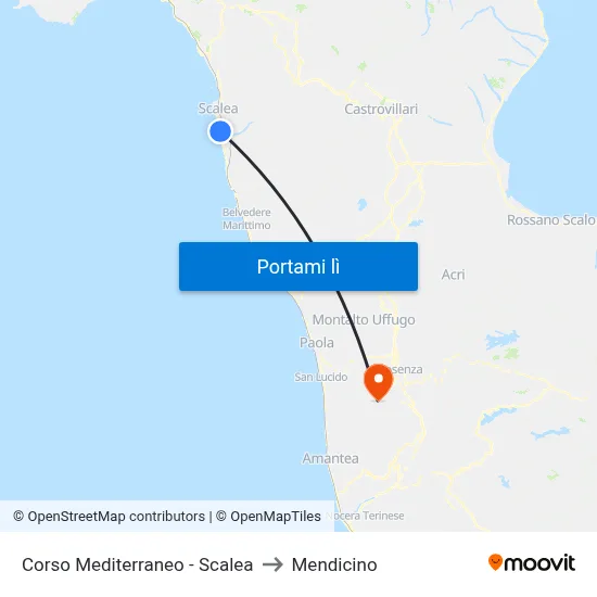 Corso Mediterraneo - Scalea to Mendicino map