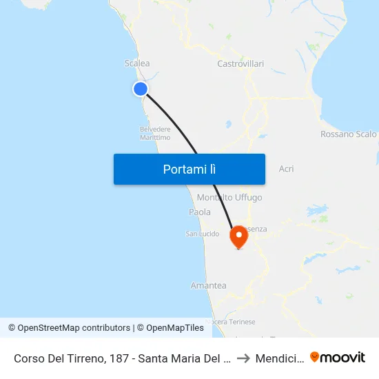 Corso Del Tirreno, 187 - Santa Maria Del Cedro to Mendicino map