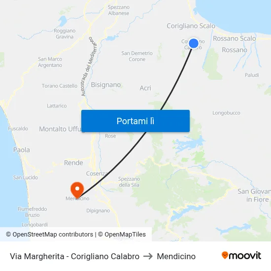Via  Margherita - Corigliano Calabro to Mendicino map
