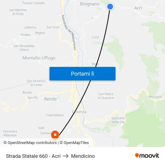 Strada Statale 660 - Acri to Mendicino map