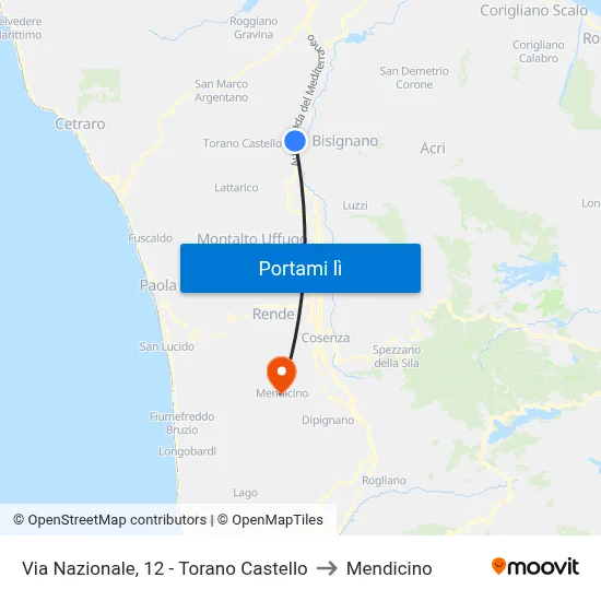 Via Nazionale, 12 - Torano Castello to Mendicino map
