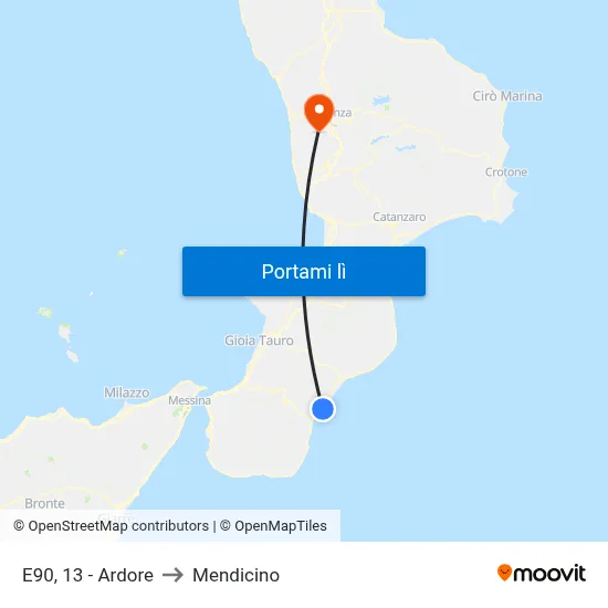 E90, 13 - Ardore to Mendicino map