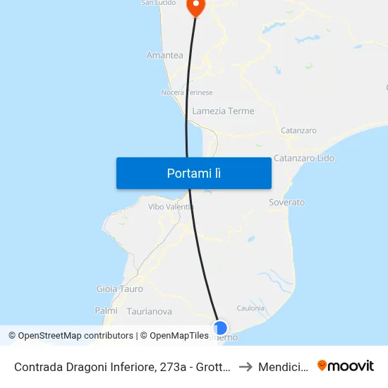 Contrada Dragoni Inferiore, 273a - Grotteria to Mendicino map