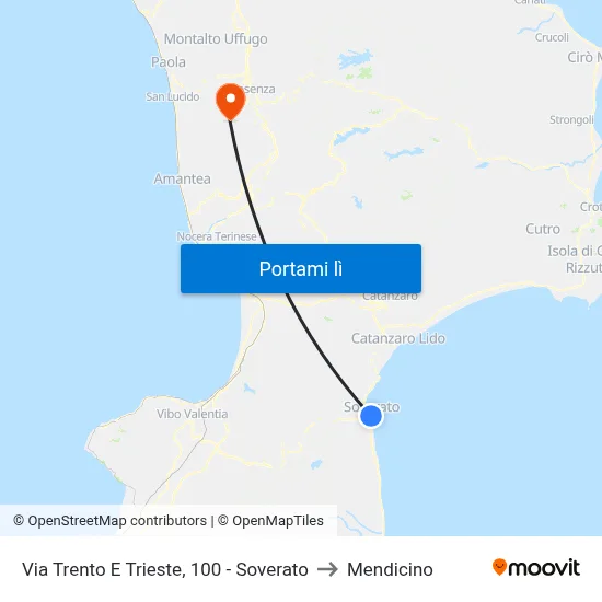 Via Trento E Trieste, 100 - Soverato to Mendicino map