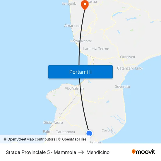 Strada Provinciale 5 - Mammola to Mendicino map