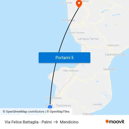 Via Felice Battaglia - Palmi to Mendicino map