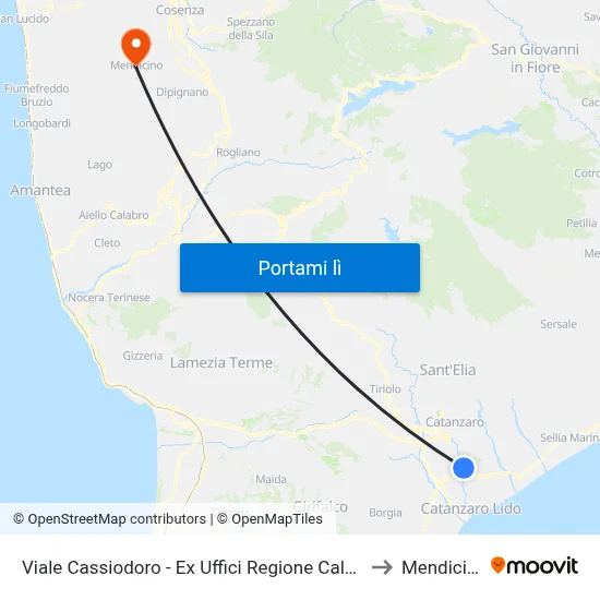 Viale Cassiodoro - Ex Uffici Regione Calabria to Mendicino map