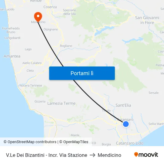 V.Le Dei Bizantini - Incr. Via Stazione to Mendicino map