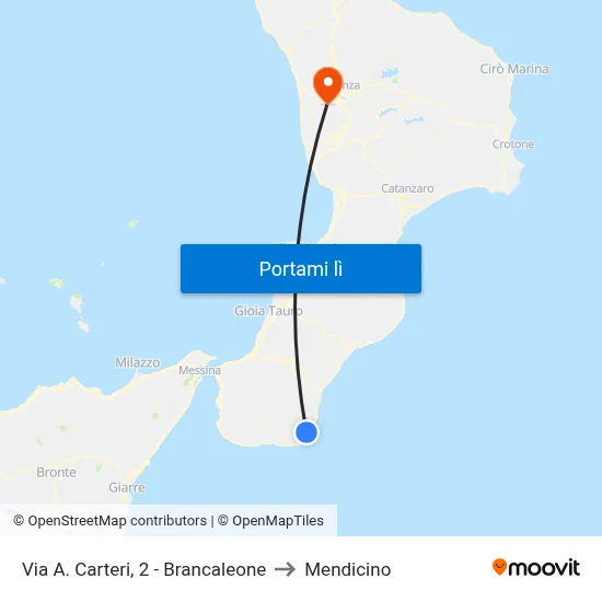 Via A. Carteri, 2 - Brancaleone to Mendicino map