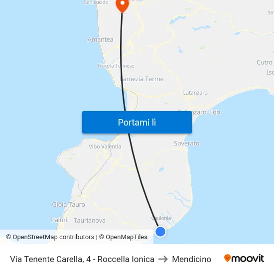 Via Tenente Carella, 4 - Roccella Ionica to Mendicino map
